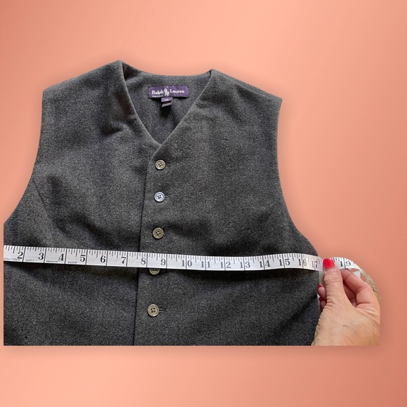 Ralph Lauren Purple Label 1990s V-Neck Button Front Long Vest grey 50% cashmere - Picture 6 of 7